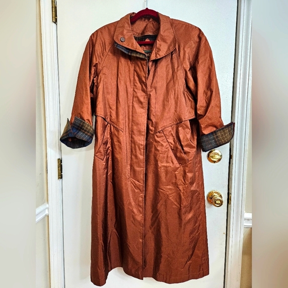 British Mist Women's Copper Bronze Brown Trench Coat Vintage Size 7-8 - Picture 1 of 10